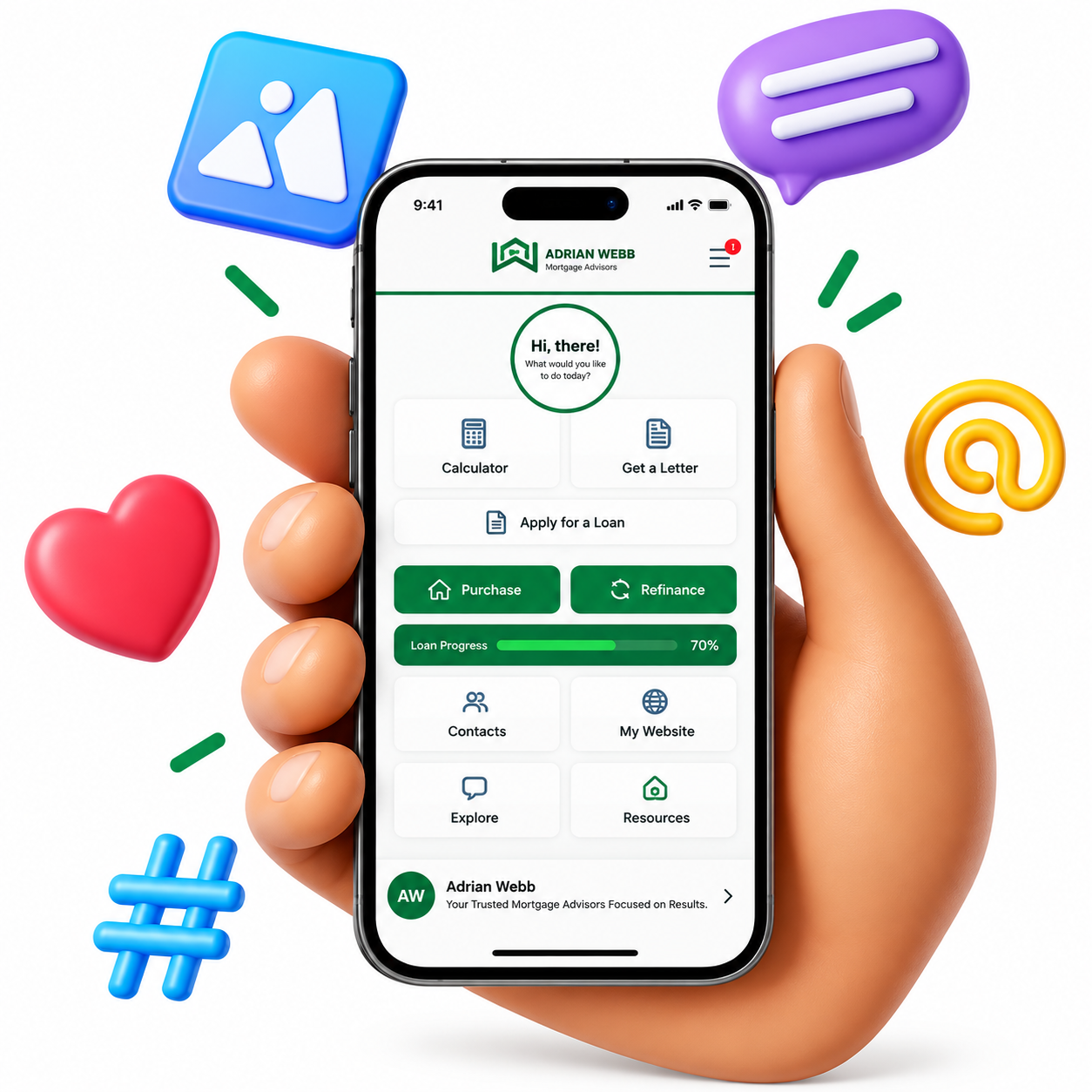 Team Webb Loans app held in a hand